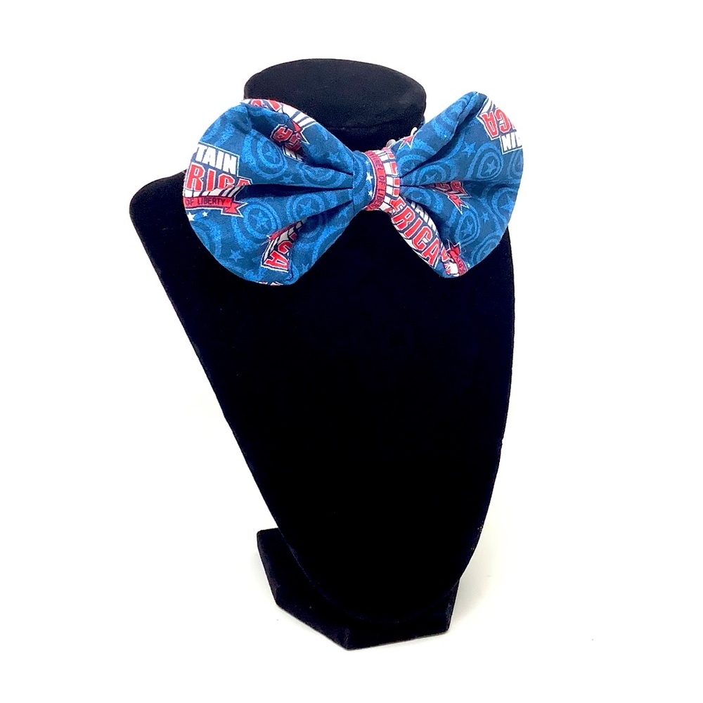 Captain America Blue Handcrafted Bow Tie - Comic Book Collection